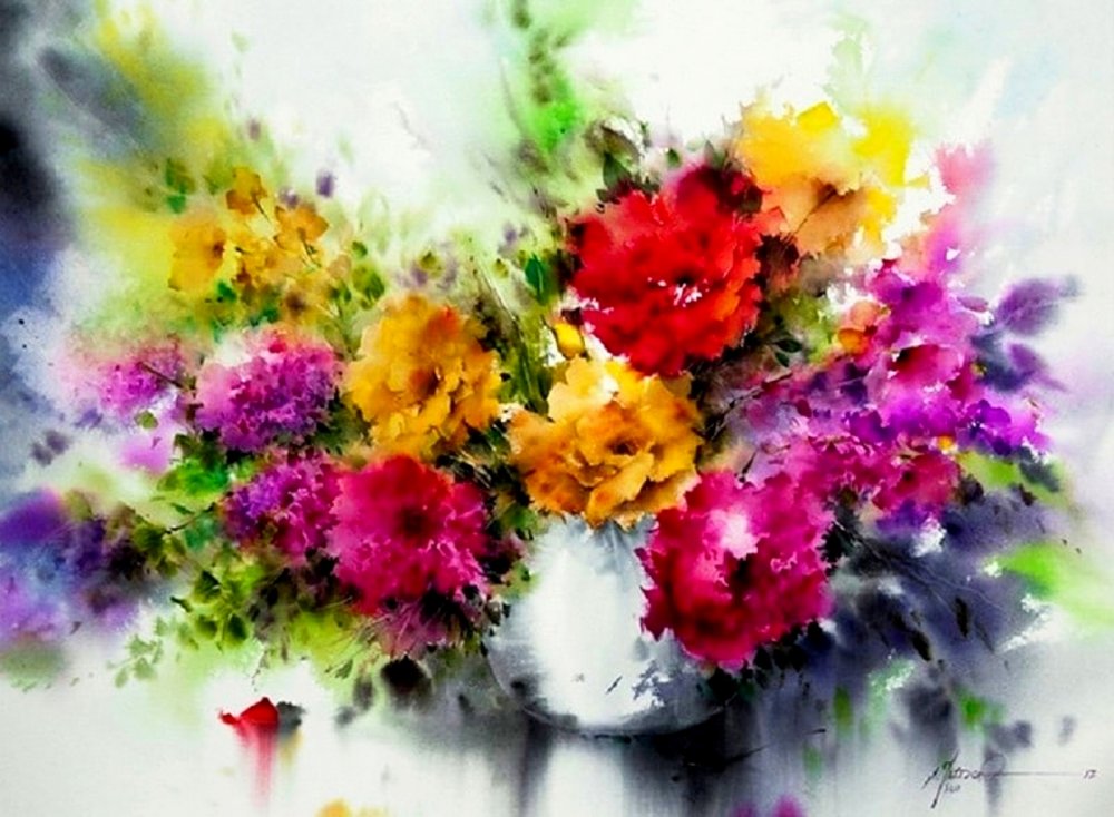 Mohammad Yazdchi цветы акварель