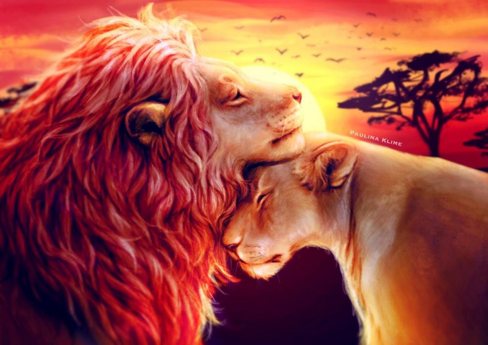 Лев и львица арт