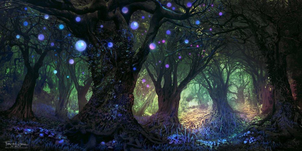 Заколдованный лес волшебное дерево