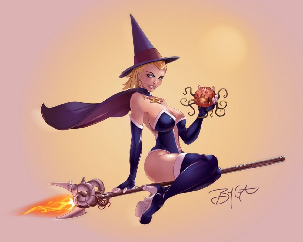 Веселая ведьма на метле