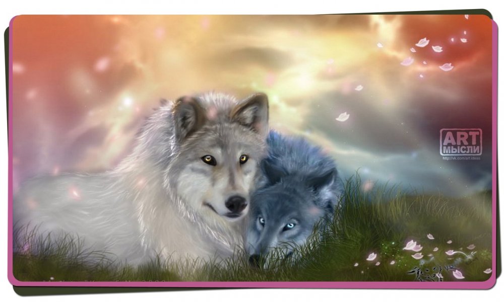 Очень красивая картина с волками