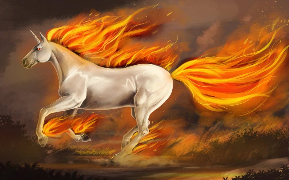 Конь с огненной гривой арт