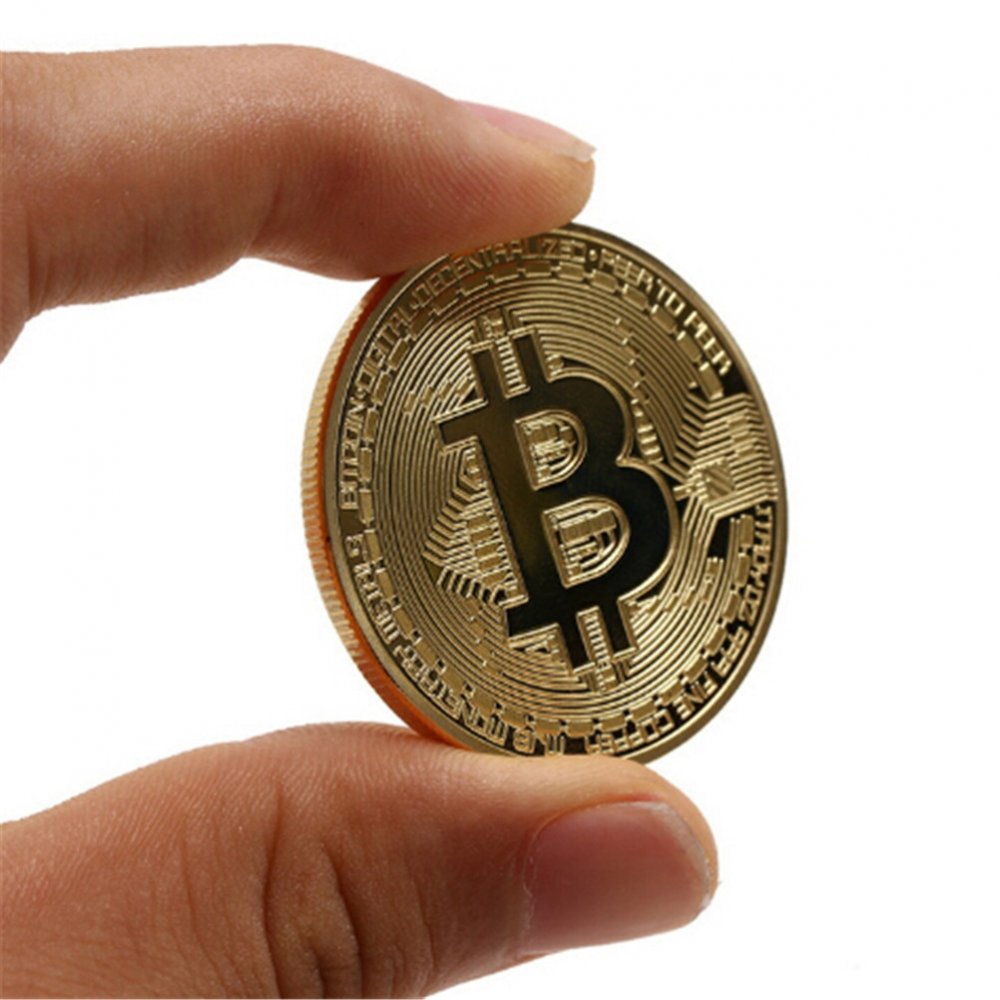 Сувенирная монета биткоин (Bitcoin), золото