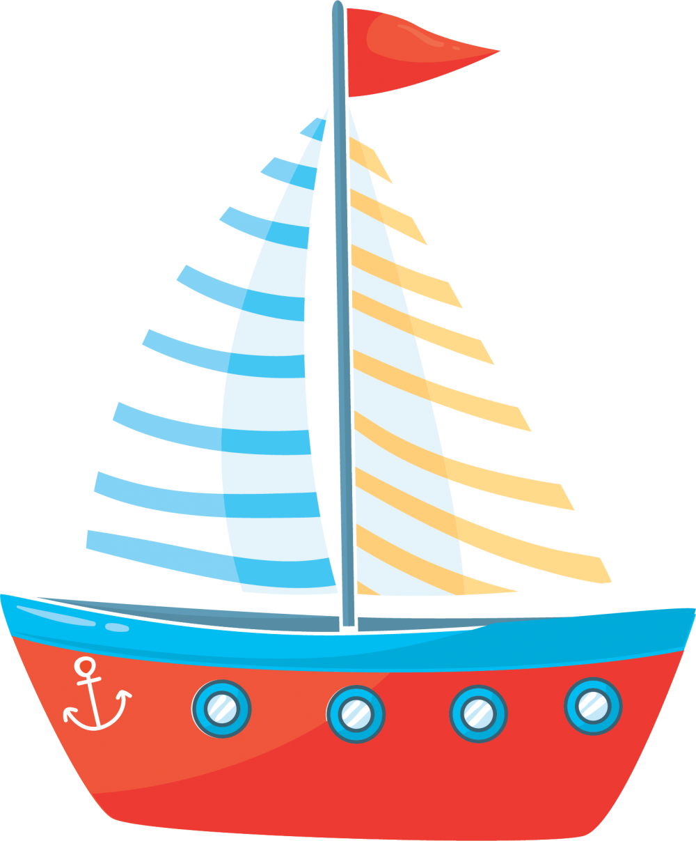 Нарисованный кораблик с флажками