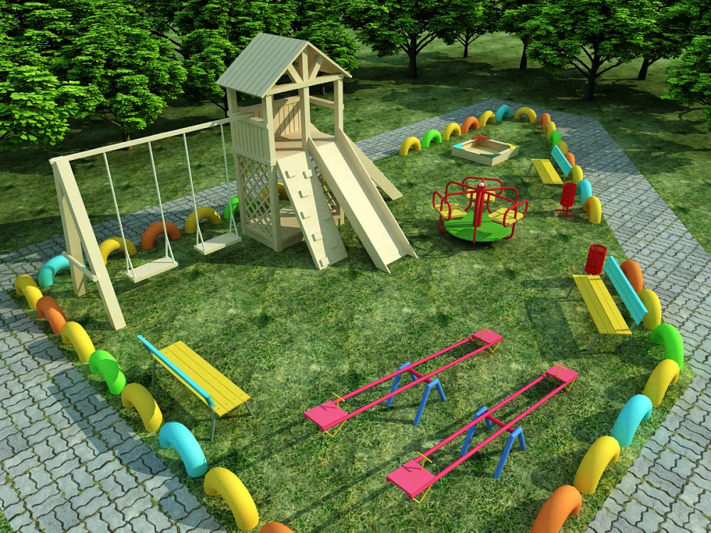 Интересные игровые площадки для детей в детском саду