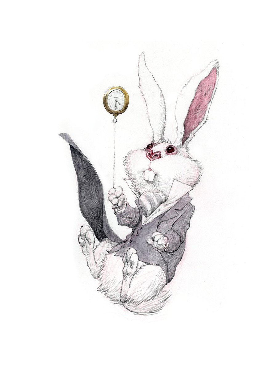 Белый кролик из Алисы в стране чудес рисунок