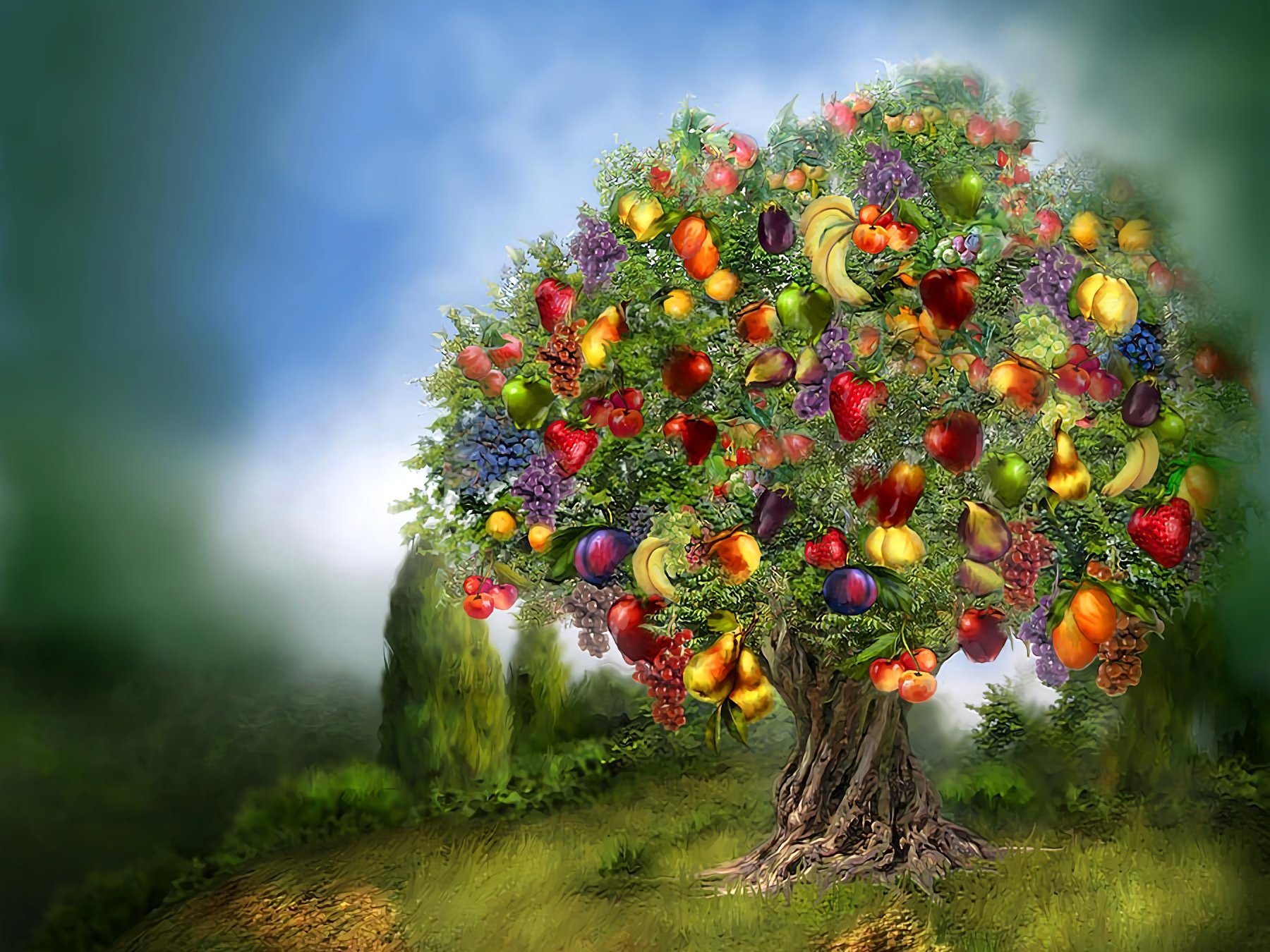 Яблоня дерево символ. Кэрол Каваларис (Carol Cavalaris). Цифровая живопись Кэрол Каваларис.. Сказочное дерево. Красивое дерево.