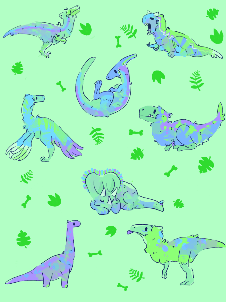 Милые обои с динозавриками