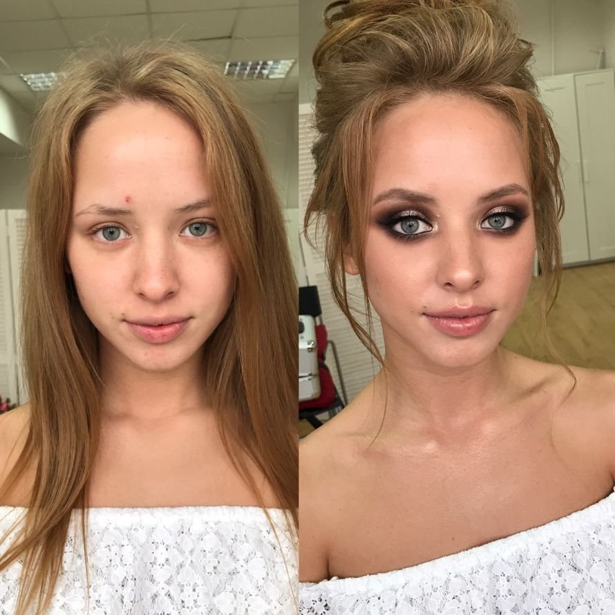 Девушки до и после макияжа