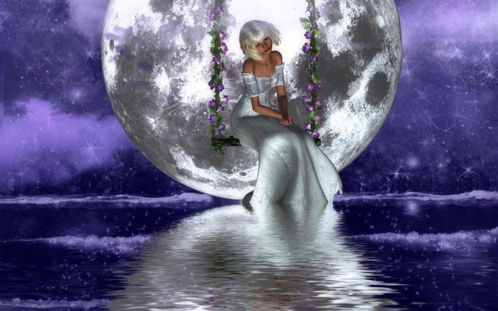 Девочка на фоне Луны