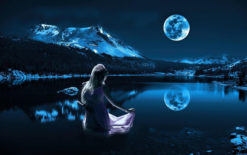 Девушка озеро Луна