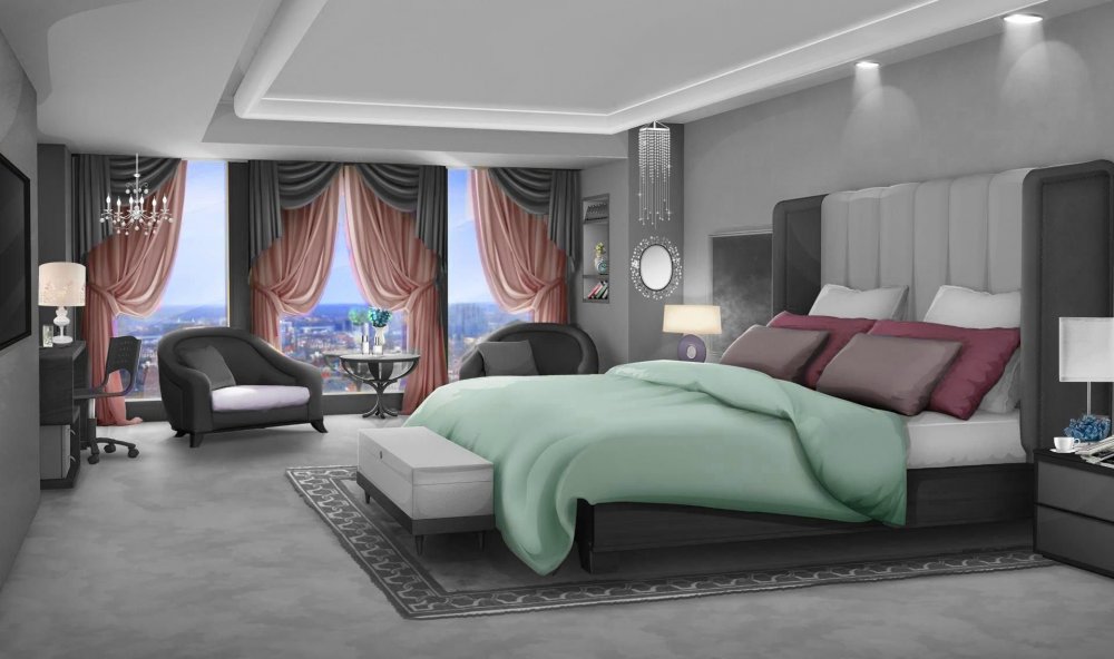Спальная комната в современном стиле для гачи