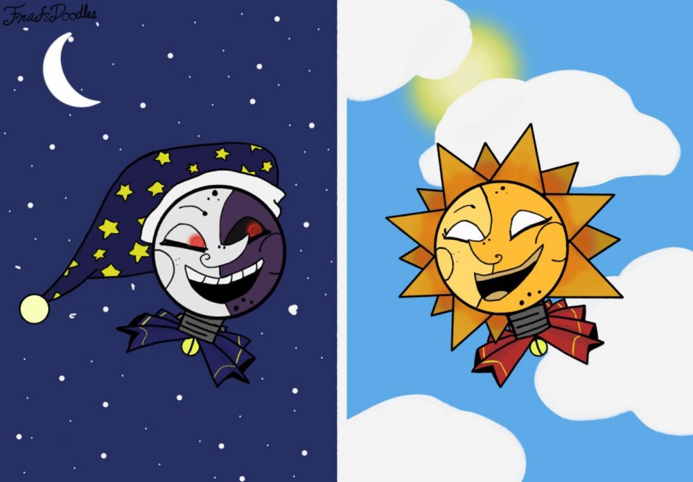 Солнце и Луна Фредди рисовать