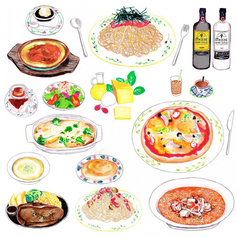 Иллюстрации продукты и блюда