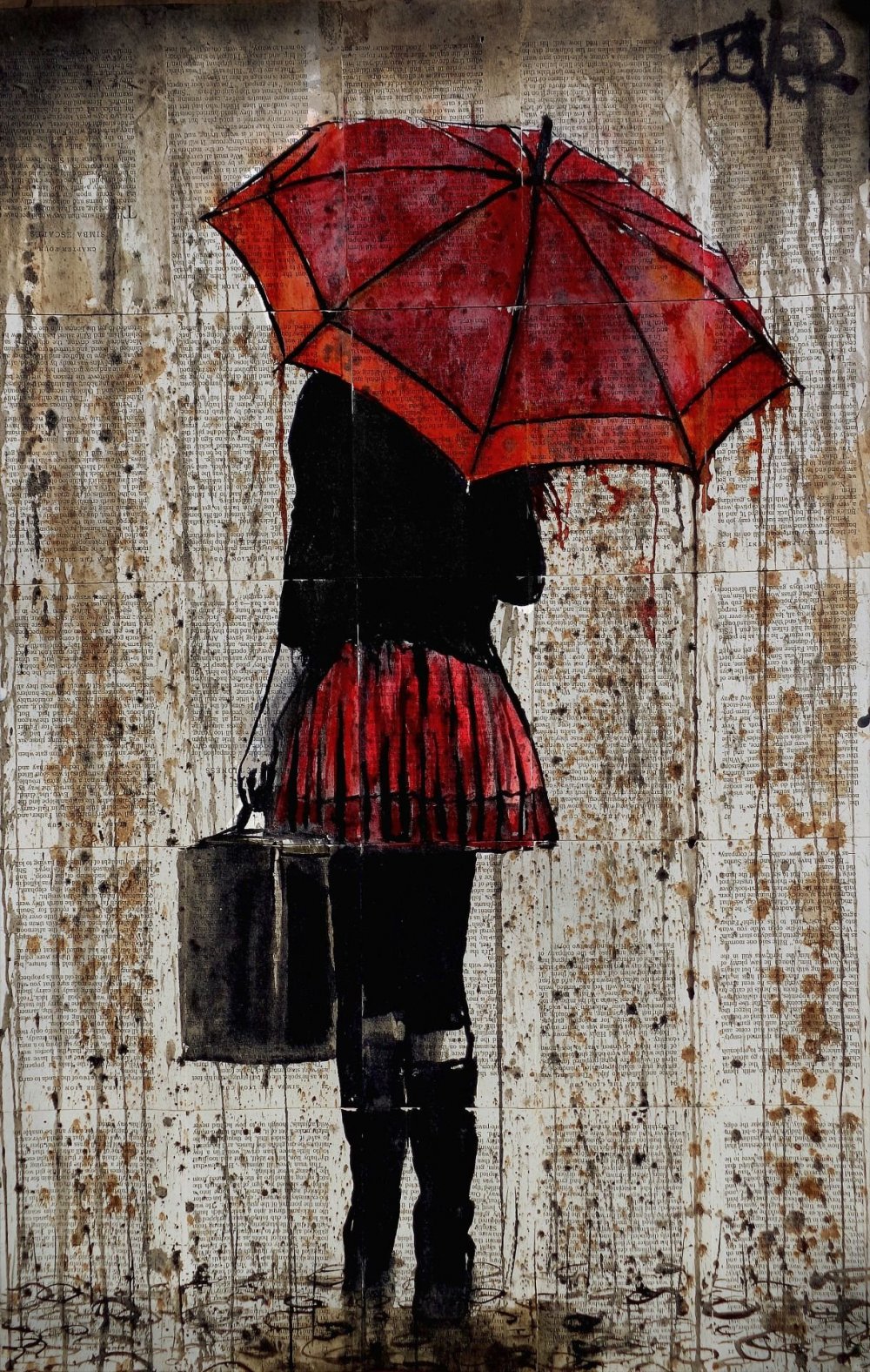 Рыжая девушка под дождем