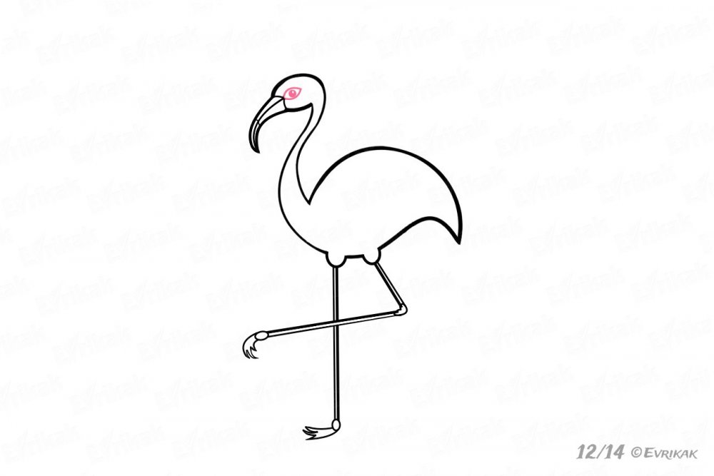 Фламинго акварель Боня