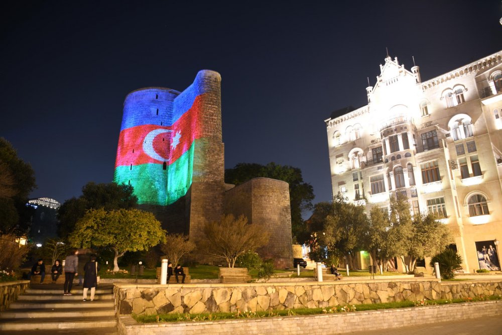 Баку столица Азербайджана флаг