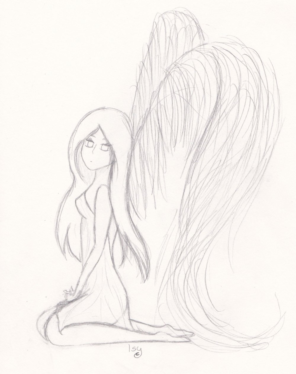 Рисунки ангелов простым карандашом