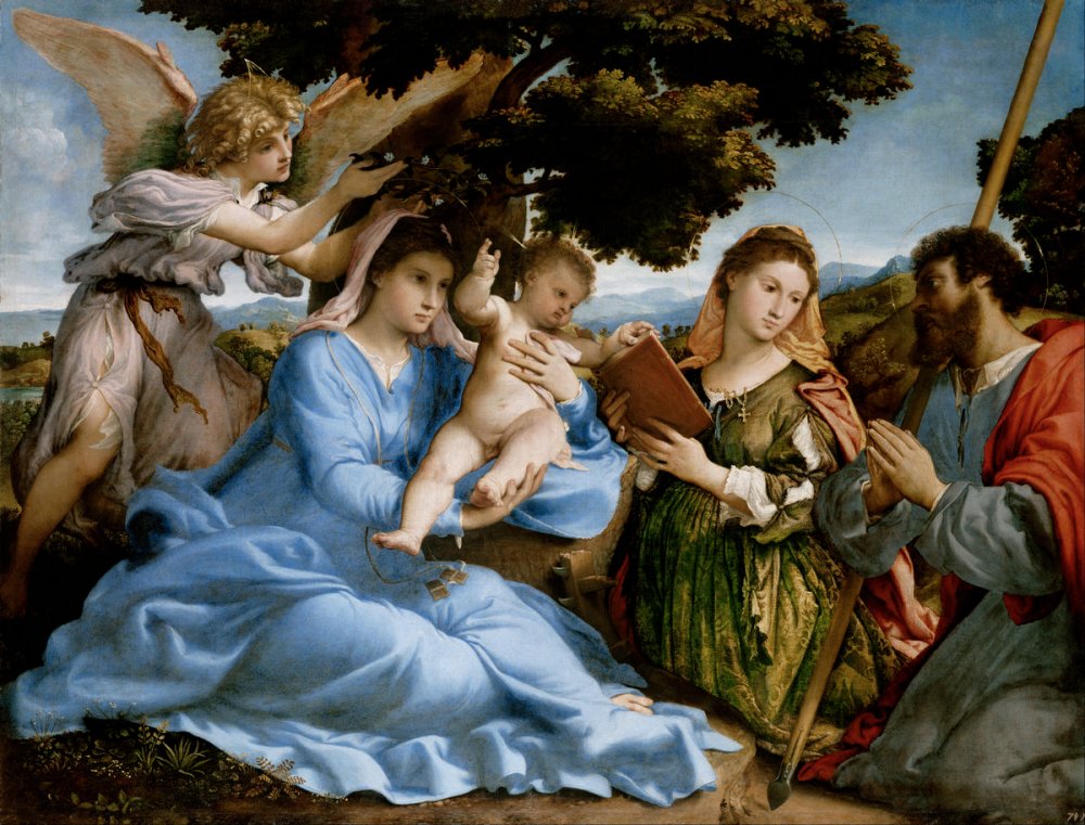 Лоренцо Лотто Мадонна с младенцем, Святой Екатериной и святым Иаковом
