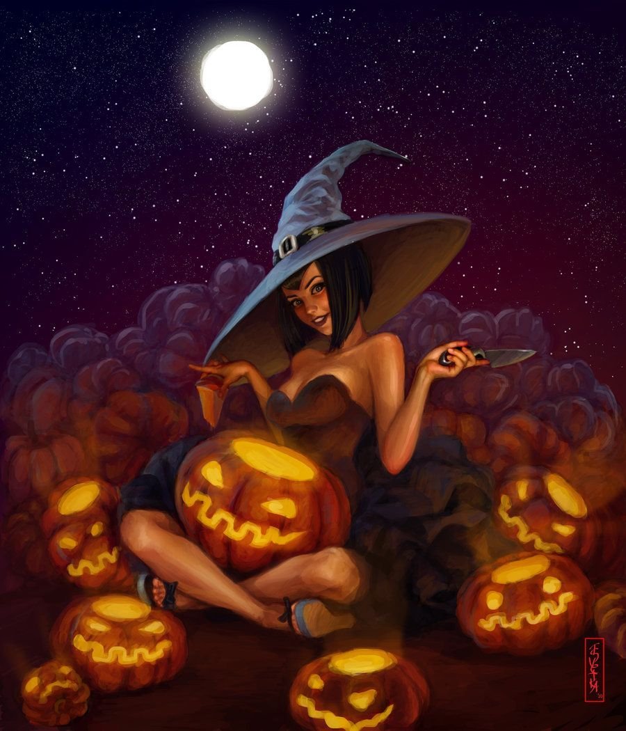 Хэллоуин ведьмочка на метле