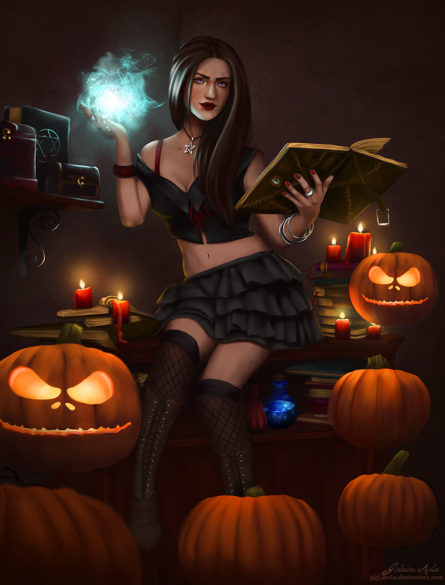Тыква на Хэллоуин ведьма
