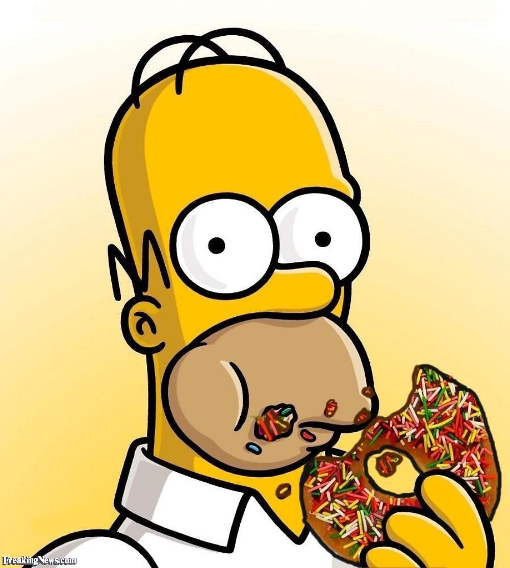 Барт симпсон ест пончик