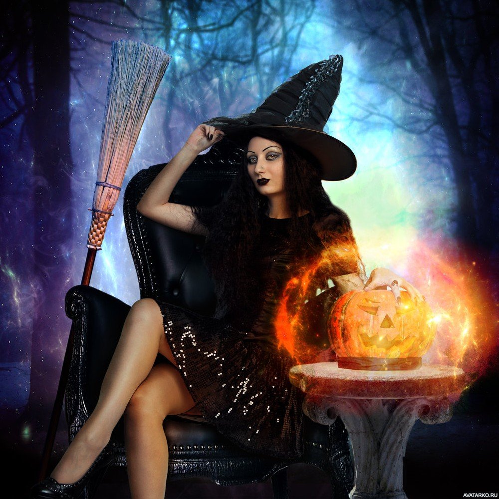 Хэллоуин ведьмочка на метле