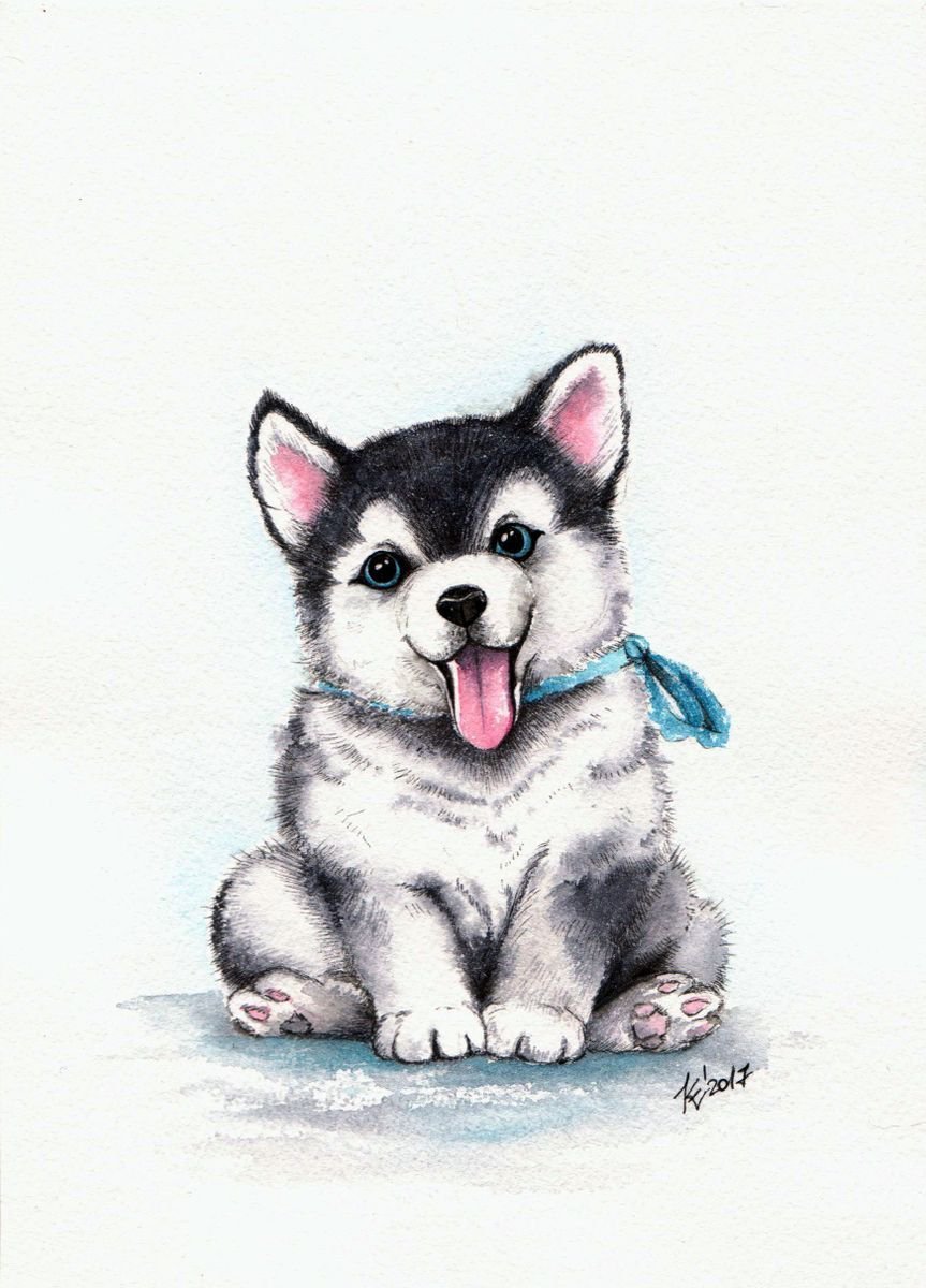 Рисунки цветными карандашами собаки
