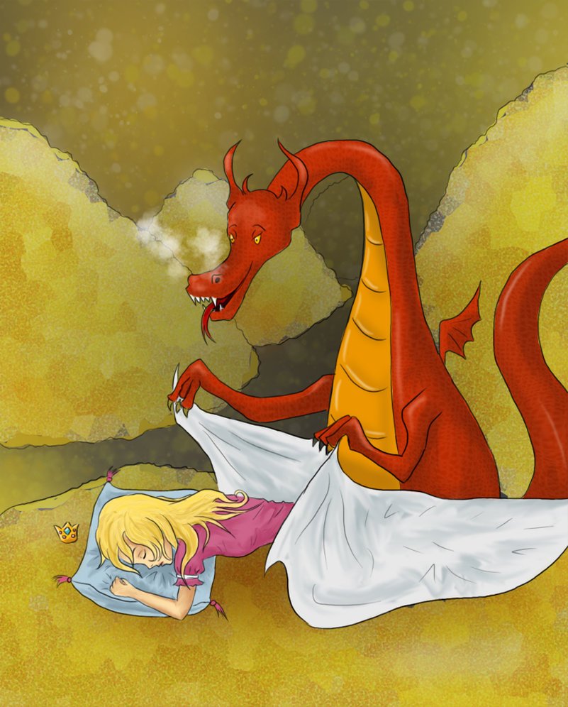 Арт фэнтези дракон и принцесса юмор