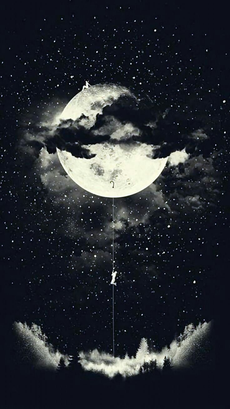 Луна в облаках арт