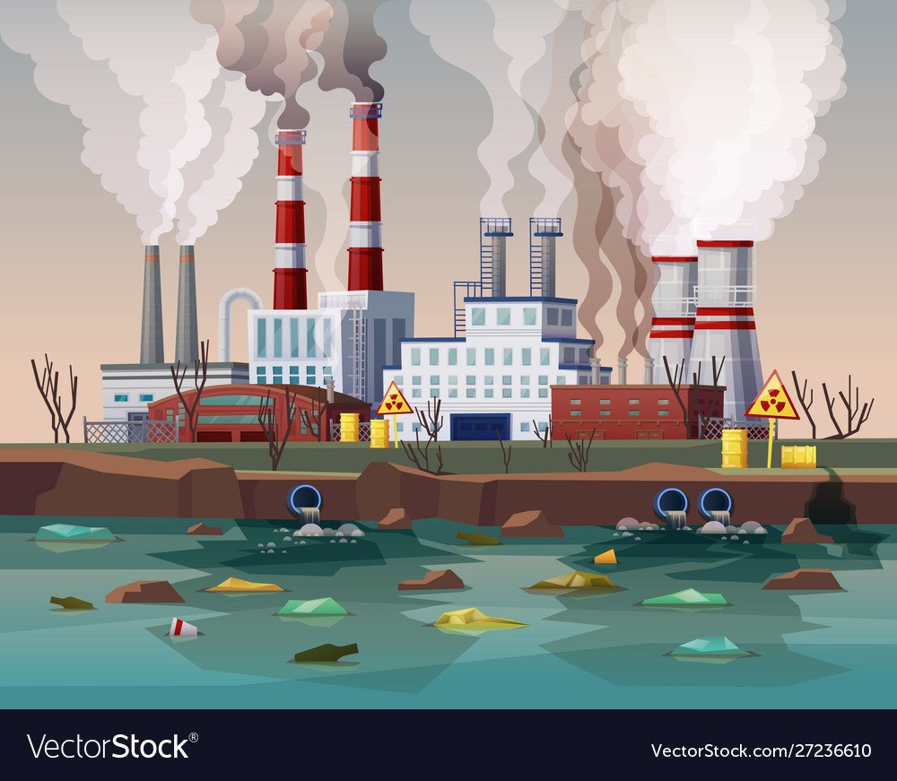 Рисунок заводы загрязняют воду и воздух