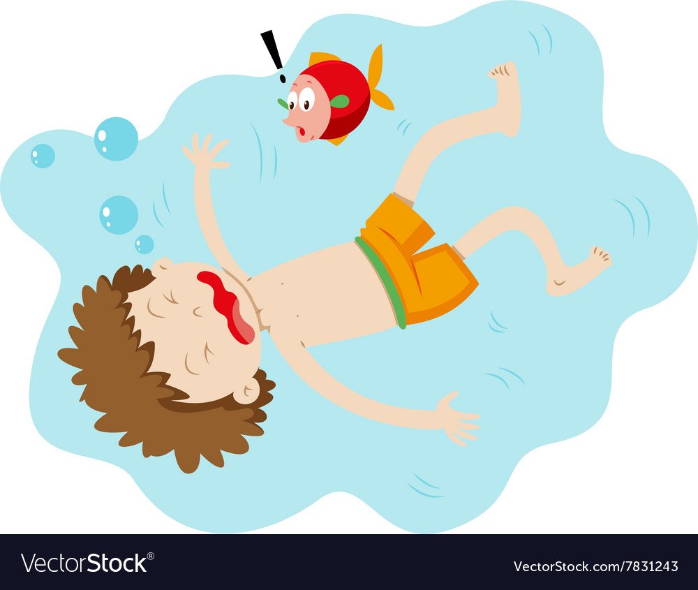 Мальчик под водой тонет