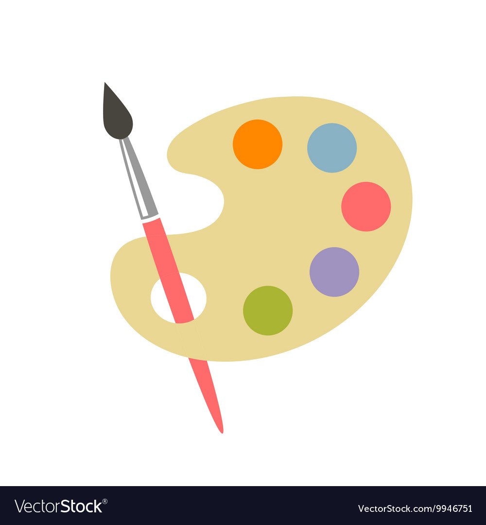 Маленькая нарисованная палитра с красками