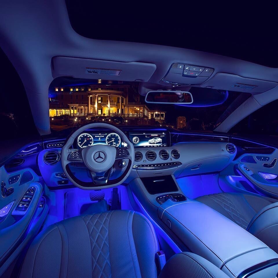 Mercedes Benz s class w222 салон ночью