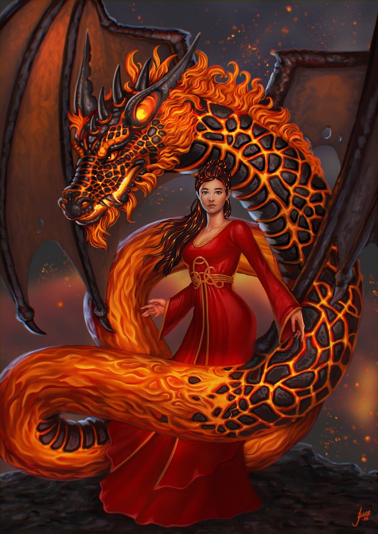 Красивые девушки с драконами