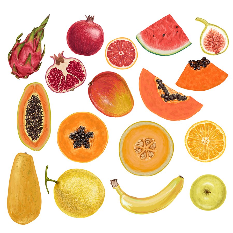 Экзотические фрукты иллюстрации