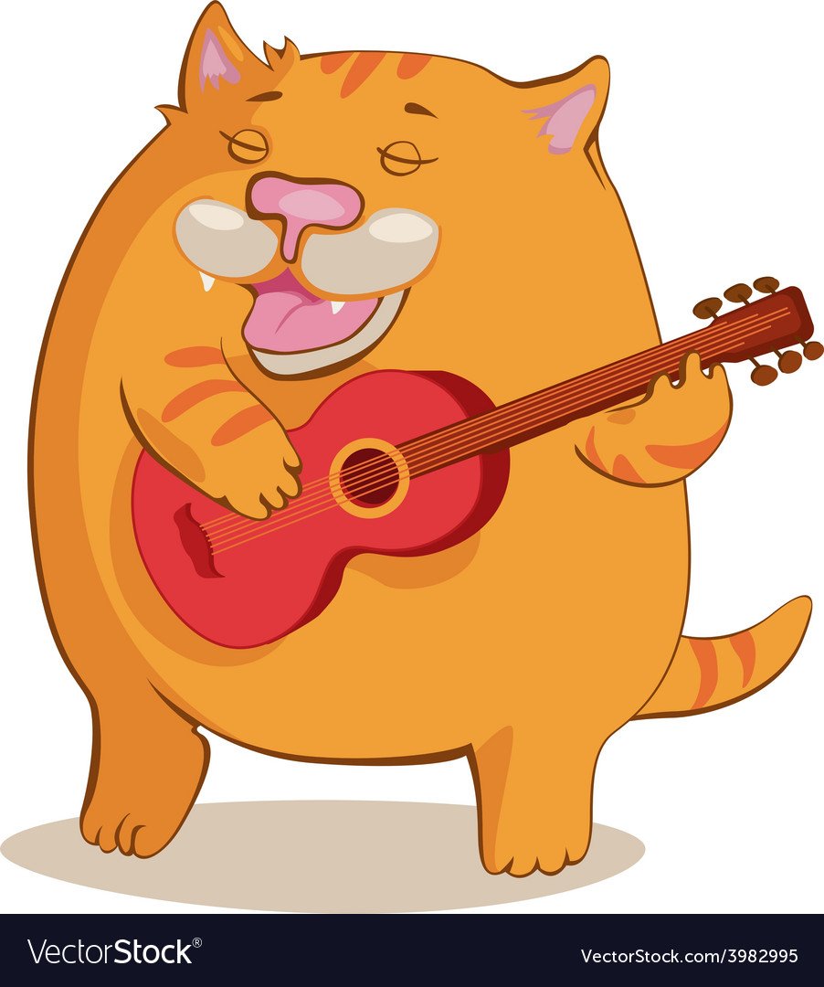 Рыжий кот с гитарой