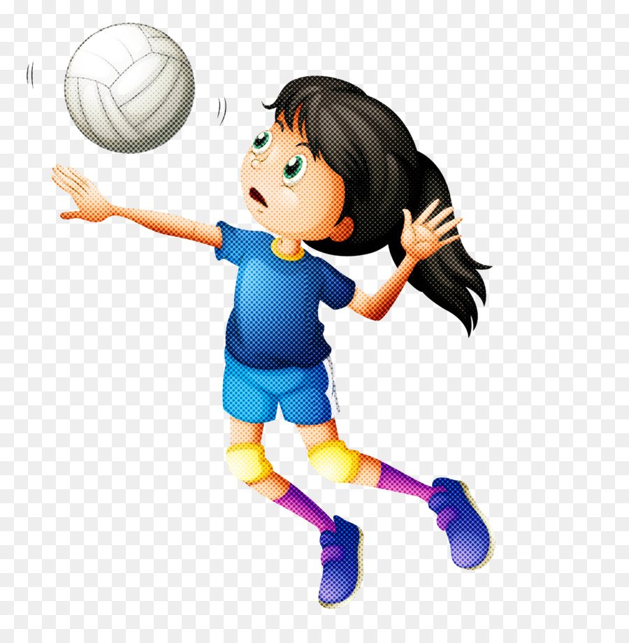 Мультяшный мальчик с волейбольным мячом