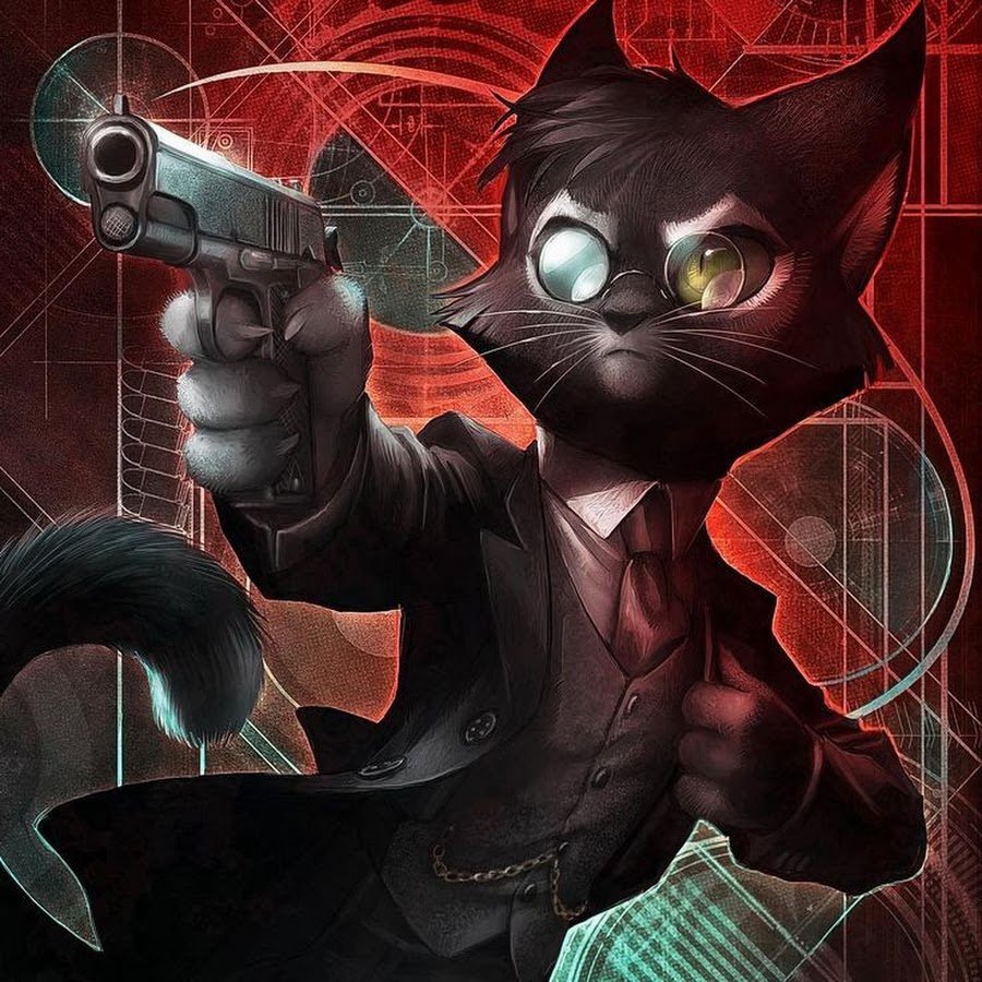 Черный кот с пистолетом