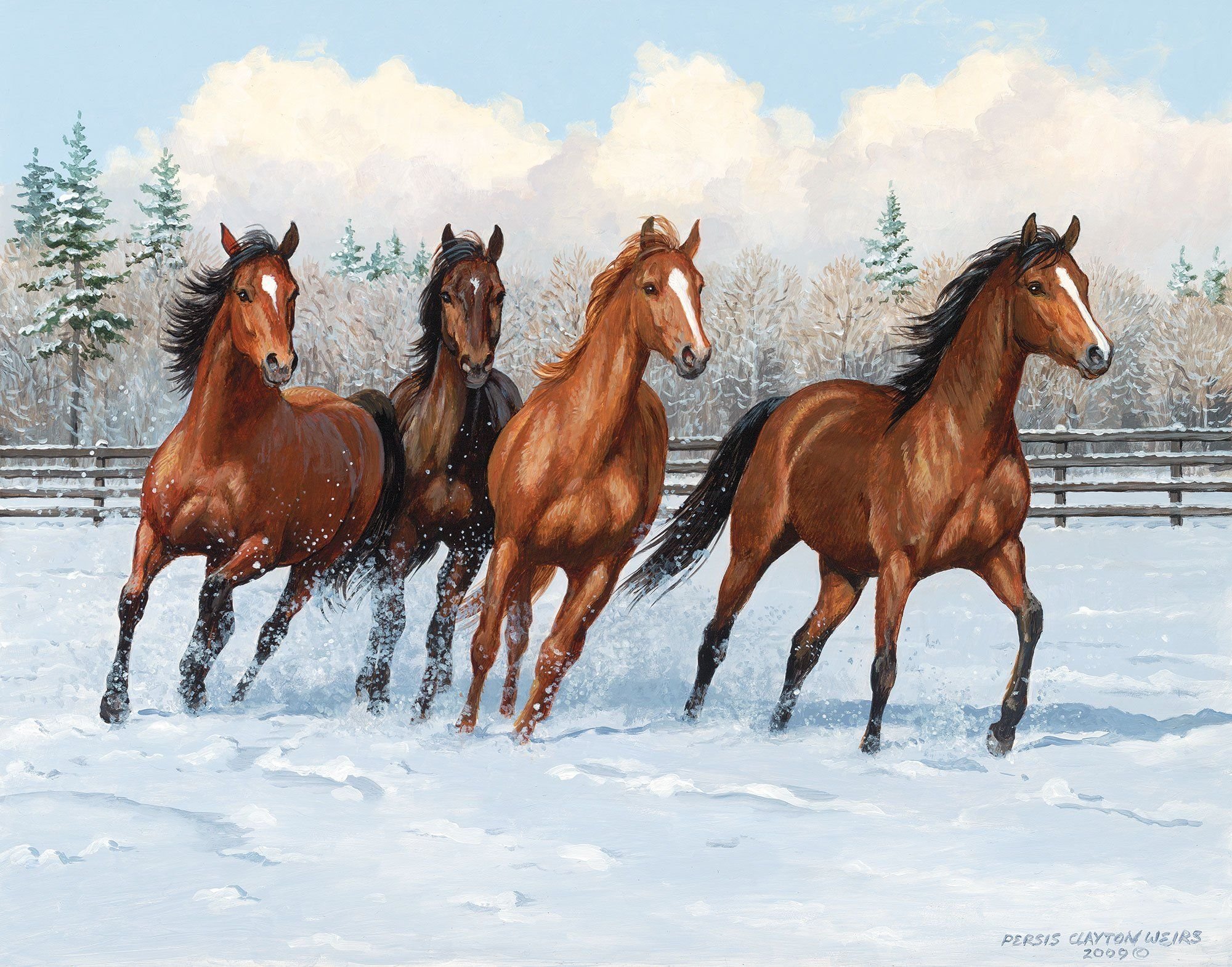 Тройка зимних лошадей. Персис Клейтон Вейерс лошади. Художница Персис Клейтон Вейерс кони. Персис Клейтон Вейерс картины лошадей. Художник persis Clayton Weirs зима.