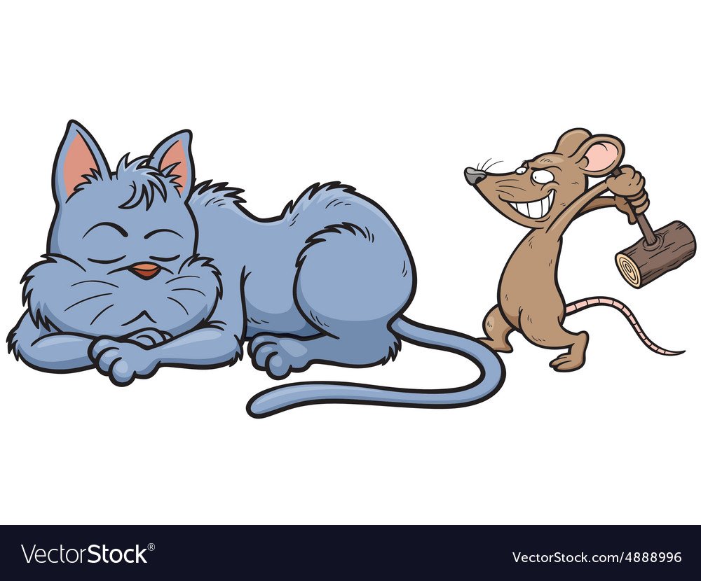 Кошка гонится за мышкой