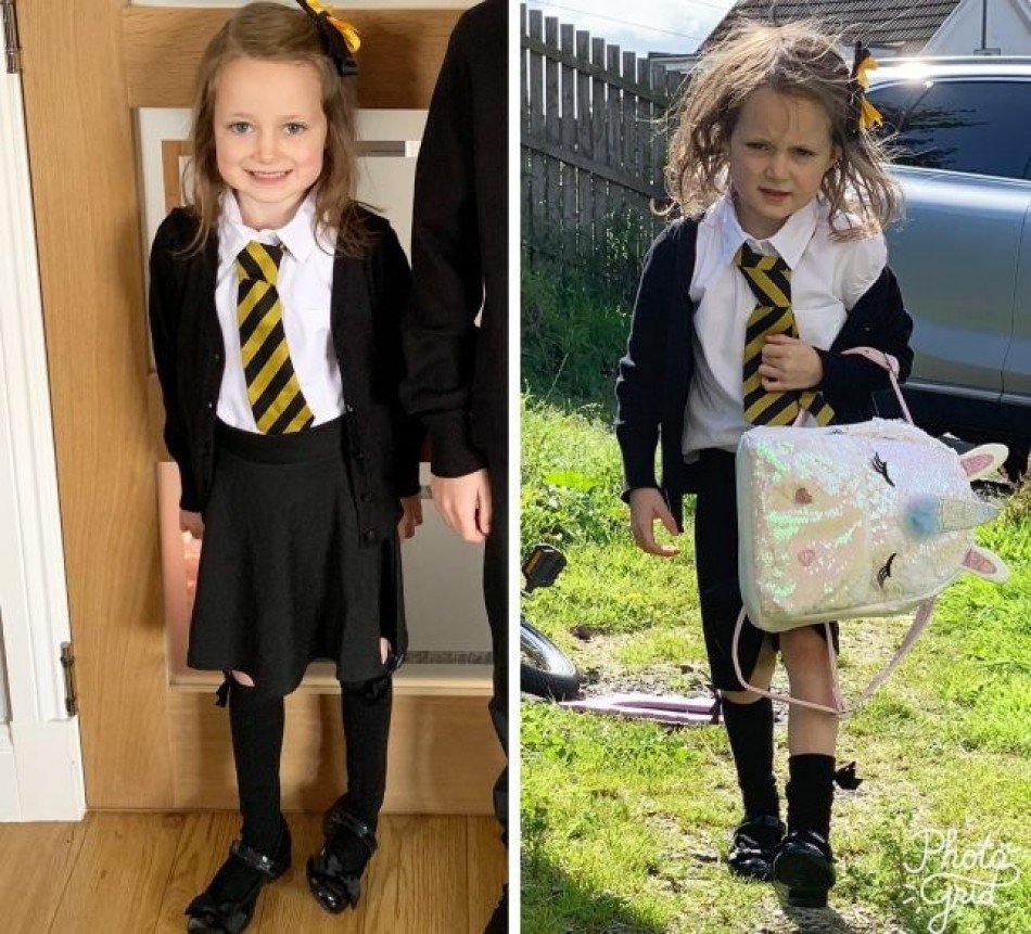 Девочка до и после школы