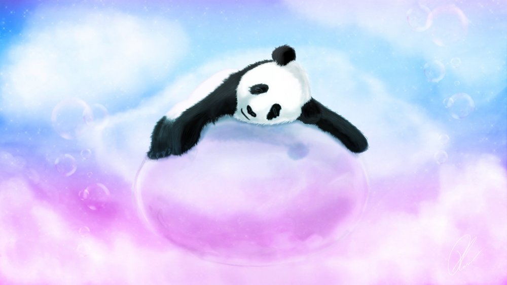 Панда в наушниках