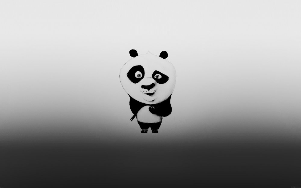 Злая Панда на черном фоне