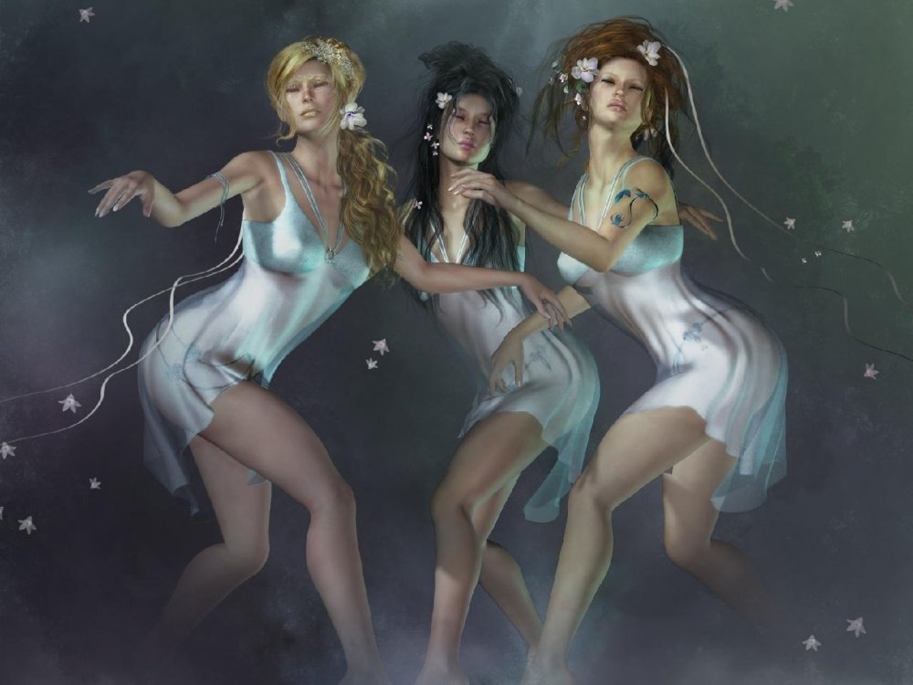 Три девушки Рисованные