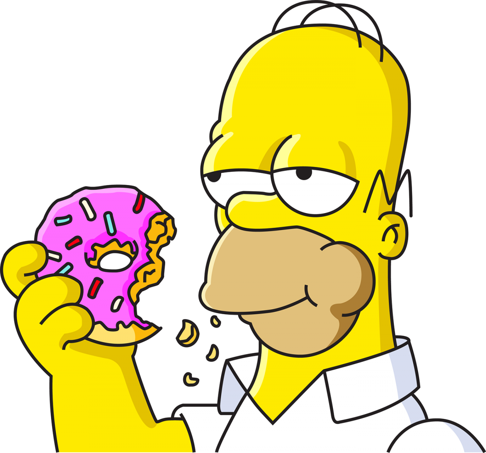 Симпсон ест пончик