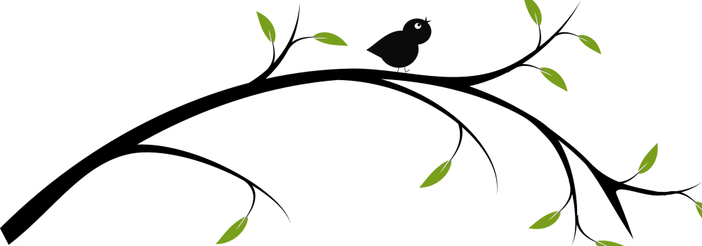 Нарисованная ветка с листьями