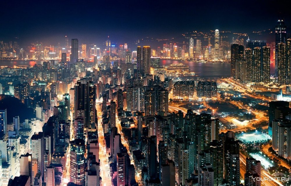 Гонконг ночной Мегаполис