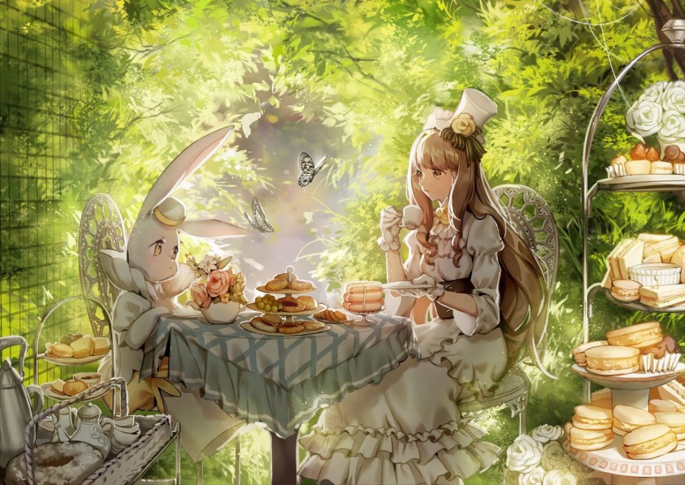 Алиса в стране чудес чаепитие иллюстрации