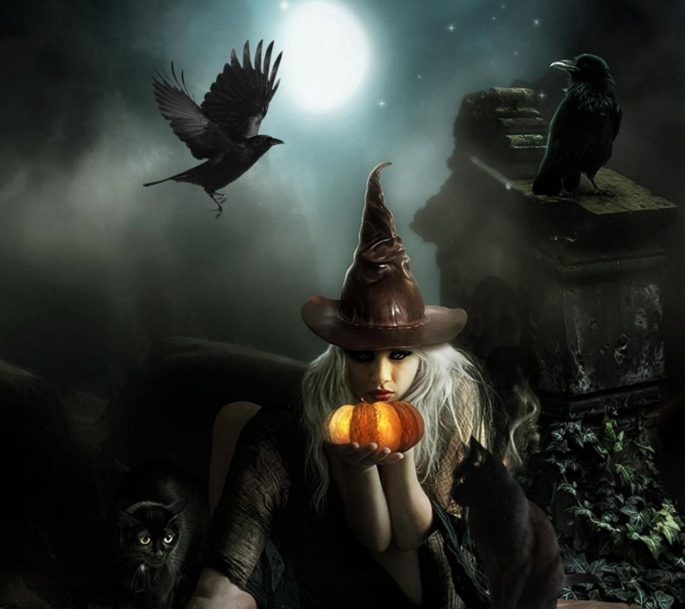 Ведьма Хэллоуин арт